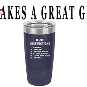 Rogue River Tactical Funny Golf Instructions 20 Oz. Travel Tumbler Mug Cup w/Lid Vacuum Insulated Hot or Cold Gift For Golfer Dad Grandpa Ball (Blue)