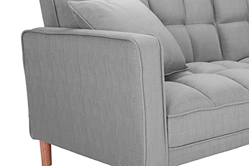 ERDAYE Modern Futon Sofa L x 33" W x 29" H, Longer Loveseat Convertible Sleeper Couch Bed (75" x 39.4' x 23.8" H) for Living Room Apartment Small Space Furniture Sets with 2 Pillows,Light Grey