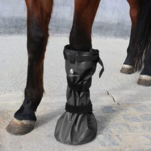 CareMaster Hoof Soaking Boot for Horse Hoof Wrapped EVA Padded Soaker Bag Equine Soaking Boot Easy Use for Hooves Care Icing Bucket Soaker Sack with 2 Elastic Bands Black