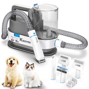 kzoom pet clipper grooming kit with vacuum suction and vacuum picks up 99% pet hair,2.5l large capacity pet hair collection box,low noise pet grooming vacuum with dog clippers (white 2)