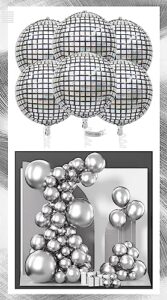 partywoo metallic silver balloons 100 pcs and disco silver foil balloons 6 pcs