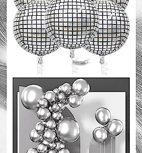 PartyWoo Metallic Silver Balloons 100 pcs and Disco Silver Foil Balloons 6 pcs