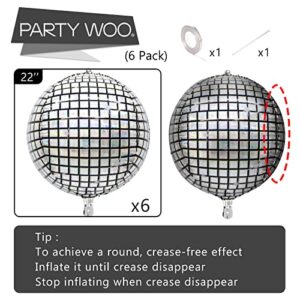 PartyWoo Metallic Silver Balloons 100 pcs and Disco Silver Foil Balloons 6 pcs