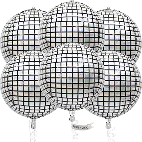 PartyWoo Metallic Silver Balloons 100 pcs and Disco Silver Foil Balloons 6 pcs
