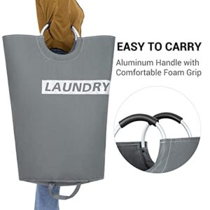 115L Laundry Baskets Collapsible Large Size Laundry Hamper Lightweight Freestanding Foldable Laundry Bag Dirty Clothes Basket for Bathroom (Silver Grey)