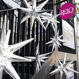 PartyWoo Silver Star Balloons 6 pcs and 6 pcs Disco Silver Foil Balloons