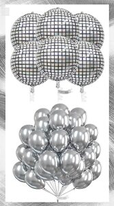 partywoo metallic silver balloons 50 pcs 12 inch and disco silver foil balloons 6 pcs