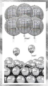 partywoo metallic silver balloons 50 pcs 5 inch and disco silver foil balloons 6 pcs