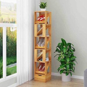 N/A Multifunctional 360 Degree Rotating Storage Rack Creative Wooden Shoes Cabinet Space-Saving Shoes Rack (Color : 3Layer)