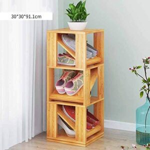 N/A Multifunctional 360 Degree Rotating Storage Rack Creative Wooden Shoes Cabinet Space-Saving Shoes Rack (Color : 3Layer)