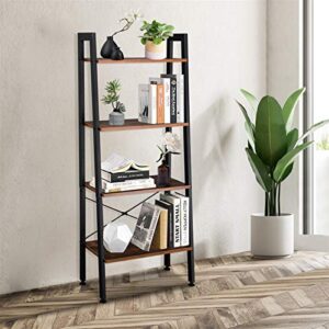 Vasitelan Ladder Shelf Bookshelf, Storage Rack, Bookcase with Steel Frame, for Living Room, Home Office, Kitchen, Bedroom (4 Tiers)