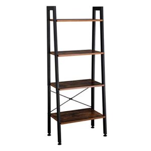 Vasitelan Ladder Shelf Bookshelf, Storage Rack, Bookcase with Steel Frame, for Living Room, Home Office, Kitchen, Bedroom (4 Tiers)