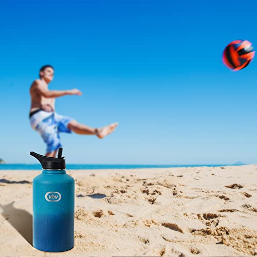 vbv Insulated Water Bottle - 64 Oz, 3 Lids (Straw Lid), Half Gallon Large Metal Stainless Steel Water Jug, Big Double Wall Vacuum Flask, Leakproof Keep Cold & Hot for Sports and Travel