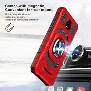 Ailiber for Schok Volt SV55 Phone Case, Schok Volt SV55 Case with Tempered Glass Screen Protector(SV55216), Ring Kickstand for Magnetic Car Mount, Heavy Duty Shockproof Cover for Schok Volt SV55-Red