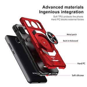 Ailiber for Schok Volt SV55 Phone Case, Schok Volt SV55 Case with Tempered Glass Screen Protector(SV55216), Ring Kickstand for Magnetic Car Mount, Heavy Duty Shockproof Cover for Schok Volt SV55-Red