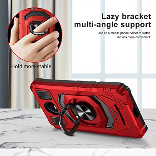 Ailiber for Schok Volt SV55 Phone Case, Schok Volt SV55 Case with Tempered Glass Screen Protector(SV55216), Ring Kickstand for Magnetic Car Mount, Heavy Duty Shockproof Cover for Schok Volt SV55-Red