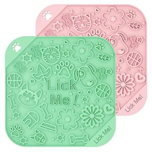 dog licking mat for dogs and cats 2 pcs, dog peanut butter lick pad with suction cups for anxiety and boredom relief, lick mat perfect for bathing, grooming and nail trimming
