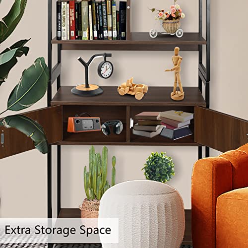ECOMEX Bookshelf, Tall Bookcase Shelf Storage Organizer with Drawer, Free Standing Display Shelving Units with 5-Tier Shelves,Industrial Bookshelves for Home Bedroom, Kitchen-B