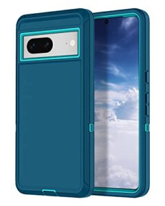 hucasok for google pixel 7 case shockproof rugged full body protection heavy duty dust/drop proof 3-layer durable cover case for google pixel 7 2022 case, turquoise