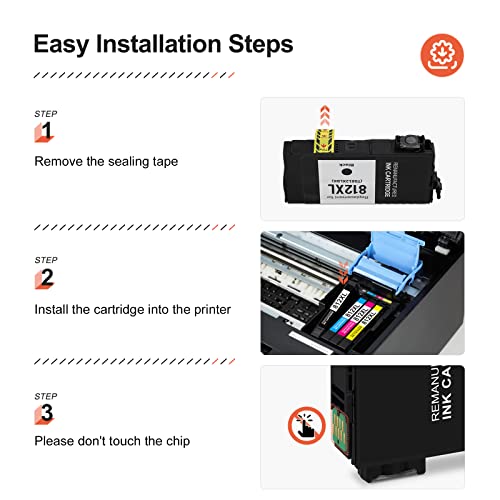 v4ink T812XL Remanufactured Ink Cartridge Replacement for Epson 812XL T812 XL Compatible with Workforce Pro WF-7820 WF-7840 EC-C70 Series Inkjet Printer 4 Packs (Black,Cyan,Magenta,Yellow)