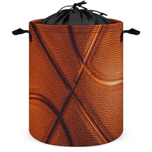 basketball laundry basket collapsible kids laundry hamper with drawstring ball sport toys storage basket with handle boys bedroom decor 14x17.3 inches