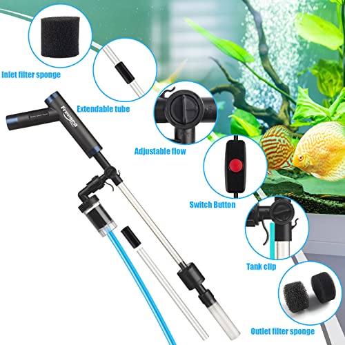 FREESEA Electric Aquarium Gravel Cleaner: Automatic Gravel Vacuum Cleaner Fish Tank Cleaning Tools for Change Water Wash Sand (DC 12V, 6W)