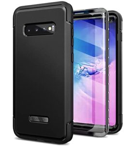 suritch for samsung galaxy s10 plus case, [built-in screen protector] 360° full protection military grade shockproof rugged bumper thick protective phone cover for samsung s10 plus 6.4 inch - black