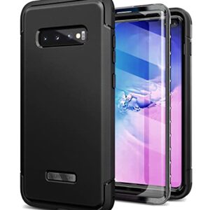 SURITCH for Samsung Galaxy S10 Plus Case, [Built-in Screen Protector] 360° Full Protection Military Grade Shockproof Rugged Bumper Thick Protective Phone Cover for Samsung S10 Plus 6.4 Inch - Black