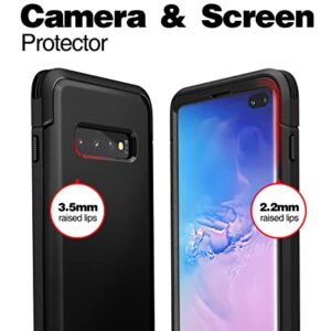 SURITCH for Samsung Galaxy S10 Plus Case, [Built-in Screen Protector] 360° Full Protection Military Grade Shockproof Rugged Bumper Thick Protective Phone Cover for Samsung S10 Plus 6.4 Inch - Black