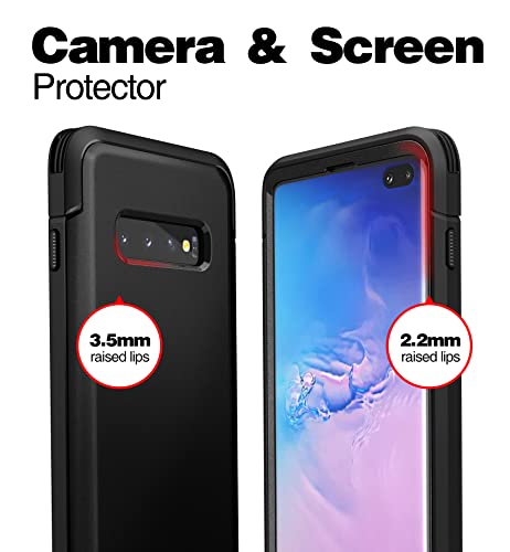 SURITCH for Samsung Galaxy S10 Plus Case, [Built-in Screen Protector] 360° Full Protection Military Grade Shockproof Rugged Bumper Thick Protective Phone Cover for Samsung S10 Plus 6.4 Inch - Black