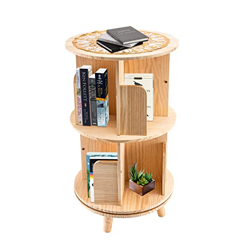 Futchoy Rotating Bookshelf, 360 2-Tier Display Floor Standing Bookcase Storage Rack for Kids & Adults Multi-Functional Bookshelf Organizer