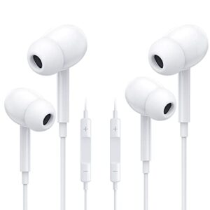 wired earbuds for iphone 14/14 pro max - iphone headphones in-ear with microphone, noise isolating, bluetooth, compatible with iphone 14 pro/13/13 pro max/12/11/x/xr (2 pack)