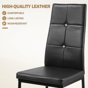 WISOICE Dining Chairs Set of 4, Black Chairs for Dining Room, Kitchen Chairs with High Back, PU Leather Seat and Metal Frame