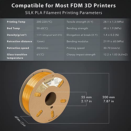 Silk PLA Roayl Gold and Glow in The Dark Green PLA Bundle, 3D Printing Filament 1.75mm, Dimensional Accuracy +/- 0.05 mm