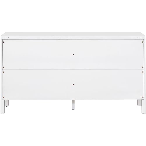 LUMISOL Accent Buffet Cabinet with Rattan Doos, Modern Sideboard and Buffet Table Console Table with Adjustable Shelves for Living Room, White