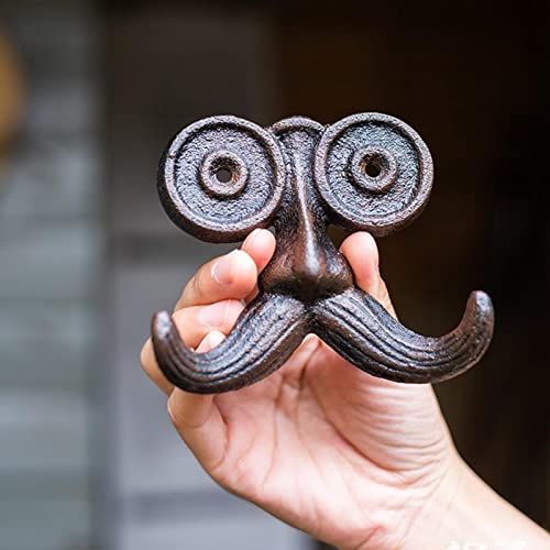 Leefasy Cast Iron Old Man Hook Beard-Shaped Decorative Coat Hanger Rack Keys Holder for Home