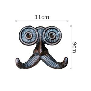 Leefasy Cast Iron Old Man Hook Beard-Shaped Decorative Coat Hanger Rack Keys Holder for Home