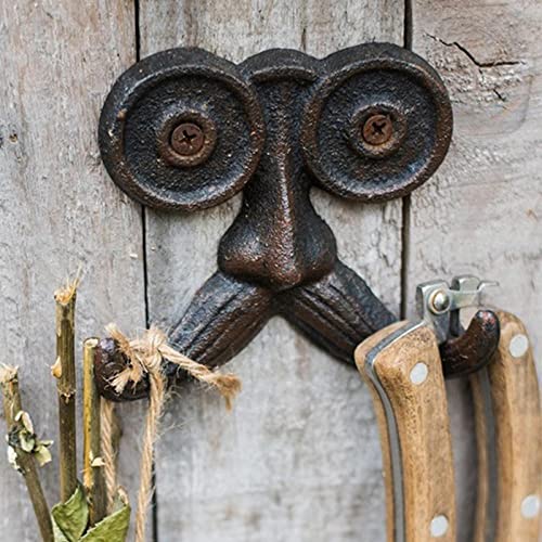 Leefasy Cast Iron Old Man Hook Beard-Shaped Decorative Coat Hanger Rack Keys Holder for Home