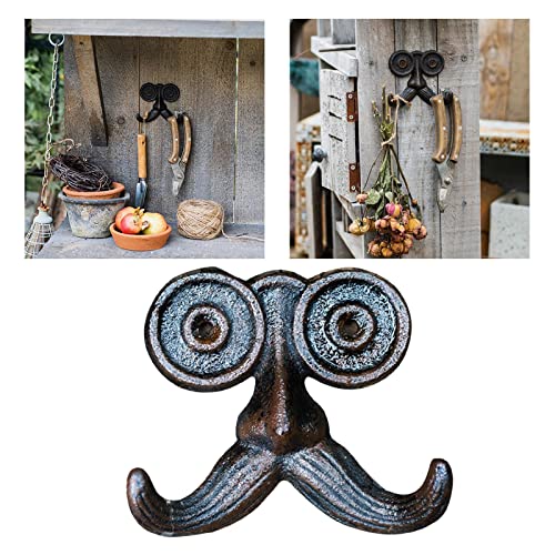 Leefasy Cast Iron Old Man Hook Beard-Shaped Decorative Coat Hanger Rack Keys Holder for Home