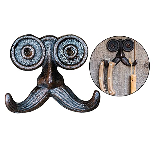 Leefasy Cast Iron Old Man Hook Beard-Shaped Decorative Coat Hanger Rack Keys Holder for Home