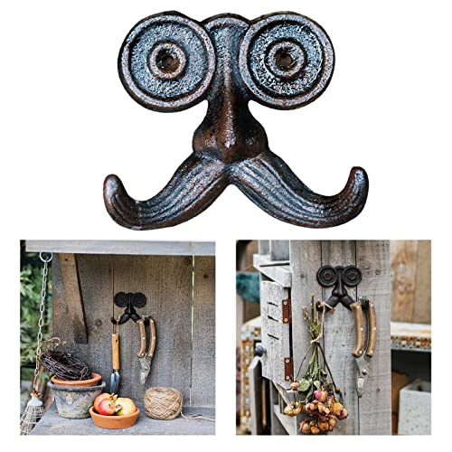 Leefasy Cast Iron Old Man Hook Beard-Shaped Decorative Coat Hanger Rack Keys Holder for Home