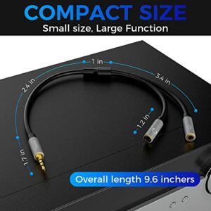 Togconn Headphone Splitter 3.5mm AUX Audio Stereo Y Adapter, 3.5mm TRRS Male to Dual 3.5mm Female Headphone Jack, Compatible with Smartphone, Samsung, Tablet, Laptop, PS4(2 Pack)