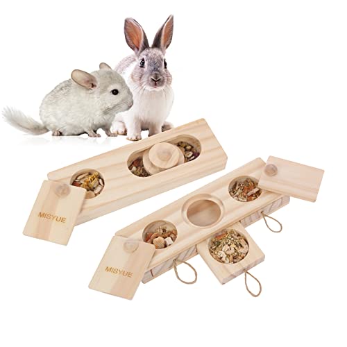 Misyue Guinea Pig Enrichment Foragingtoys, Hamsters Wooden Interactive Enrichment Toys, Treat Dispenser for Small Animal Funny Toys, for Bunny, Chinchillas, Hamsters, Rats and Gerbils（2pcs