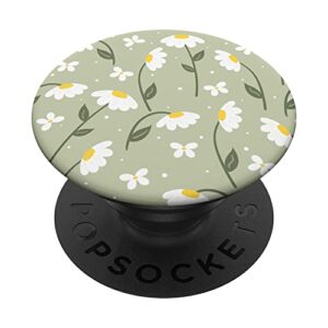 cute daisy flower aesthetic floral botanical sage green popsockets swappable popgrip