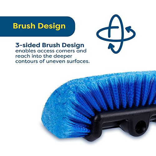 SCRUBIT 12" Car Wash Brush with Soft Bristles for Car Truck Boat Deck & House Cleaning, Exterior Washing Brush Connects with Pole & Hose Storage Bag Included (Blue)