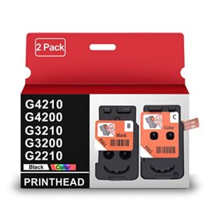 japic g4210 printhead combo pack compatible for canon pixma g4210 g4200 g3210 g3200 g3100 g2210 g2200 g1200 megatank printer head ink cartridges (1 black, 1 tri-color)