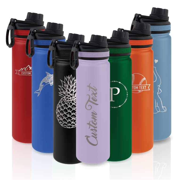 Tempercraft 22 oz Vacuum Insulated Sport Bottle | Custom Laser Engraved Options | Stainless Steel, Double-Walled, Wide Mouth (Lilac - Custom)