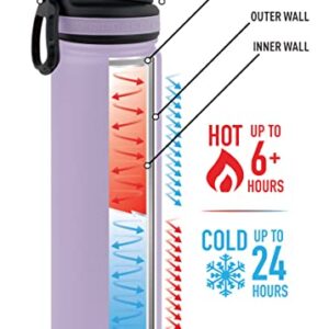 Tempercraft 22 oz Vacuum Insulated Sport Bottle | Custom Laser Engraved Options | Stainless Steel, Double-Walled, Wide Mouth (Lilac - Custom)