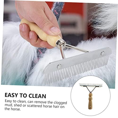 Mipcase 2 pcs Tool Detangling Horses Skin Accessory Hair Combing Instantly Tooth Long Scrubber Cleaning Rake Brush Cats Massager Care Great Kit Comb Wets Dematting Handle