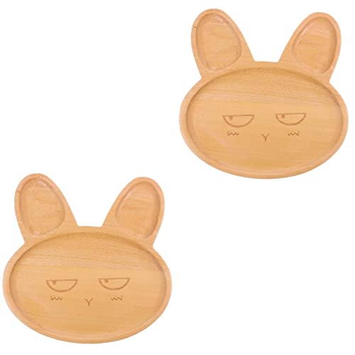 2pcs Bamboo Family Snack Condiments Decorative Adorable Animal Desktop Holidays Sauce Dish Restaurant Easter Fruit Tray Holder Plate Candy Plates Dinners Nuts Wooden Farmhouse